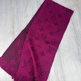 Louis Vuitton Purple Wool & Silk Monogram Scarf