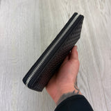 Gucci Black Leather GG Interlocking Zip-up Purse