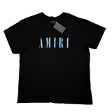 Amiri Men’s Black T-shirt Blue Logo - Medium